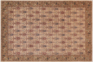 handmade Transitional Kafkaz Tan Green Hand Knotted RECTANGLE 100% WOOL area rug 9' x 12'