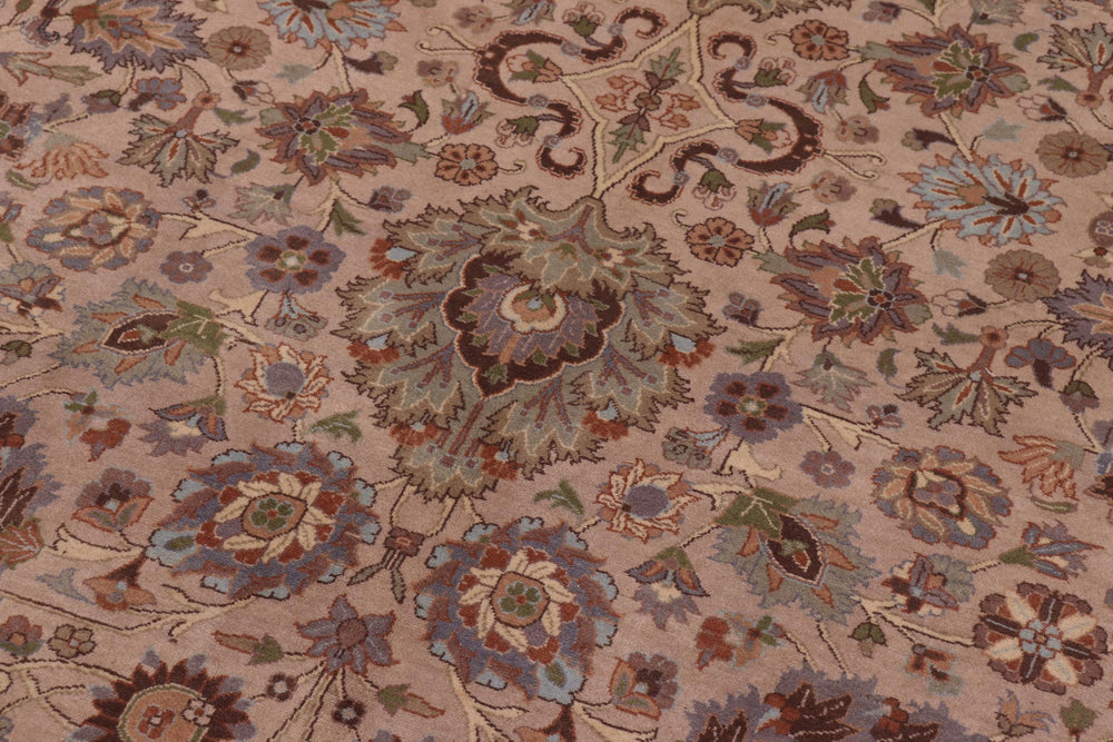 handmade Transitional Mehal Tan Lt. Green Hand Knotted RECTANGLE 100% WOOL area rug 9x12