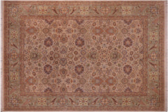 handmade Transitional Mehal Tan Lt. Green Hand Knotted RECTANGLE 100% WOOL area rug 9x12