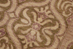 handmade Transitional Kafkaz Lt. Green Tan Hand Knotted RECTANGLE 100% WOOL area rug 9' x 12'