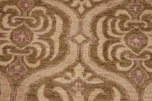 handmade Transitional Kafkaz Lt. Green Tan Hand Knotted RECTANGLE 100% WOOL area rug 9' x 12'