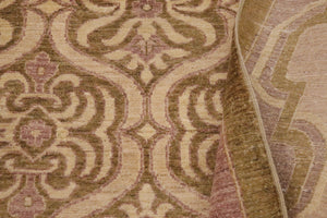handmade Transitional Kafkaz Lt. Green Tan Hand Knotted RECTANGLE 100% WOOL area rug 9' x 12'