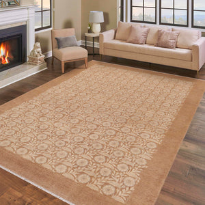 handmade Modern Kafkaz Beige Brown Hand Knotted RECTANGLE 100% WOOL area rug 9' x 12'