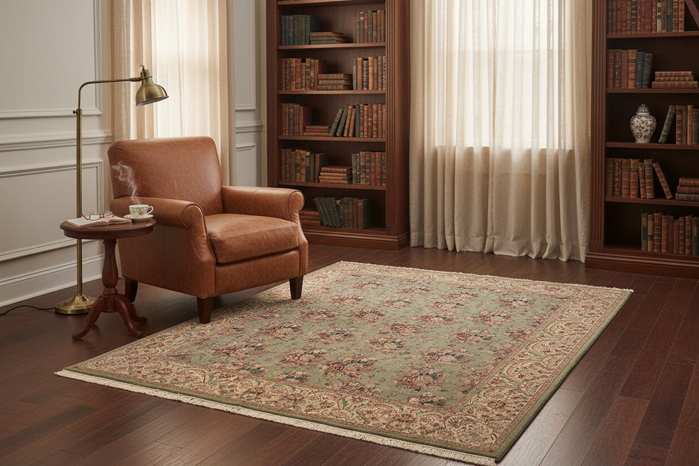 handmade Transitional Regular Lt. Green Tan Hand Knotted RECTANGLE 100% WOOL area rug 9x12