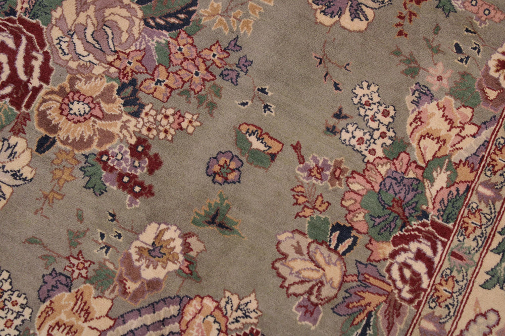 handmade Transitional Regular Lt. Green Tan Hand Knotted RECTANGLE 100% WOOL area rug 9x12