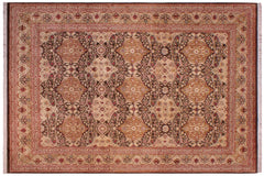 handmade Transitional Kirman Brown Brown Hand Knotted RECTANGLE 100% WOOL area rug 9x12