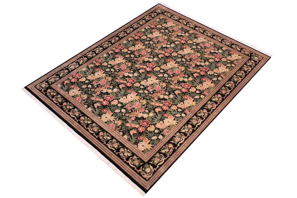 handmade Transitional David Black Black Hand Knotted RECTANGLE 100% WOOL area rug 9x12