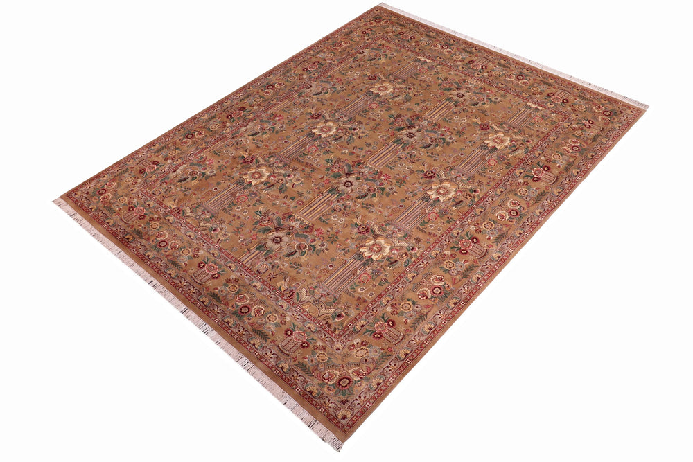 handmade Transitional Pupo Tan Tan Hand Knotted RECTANGLE 100% WOOL area rug 9x12