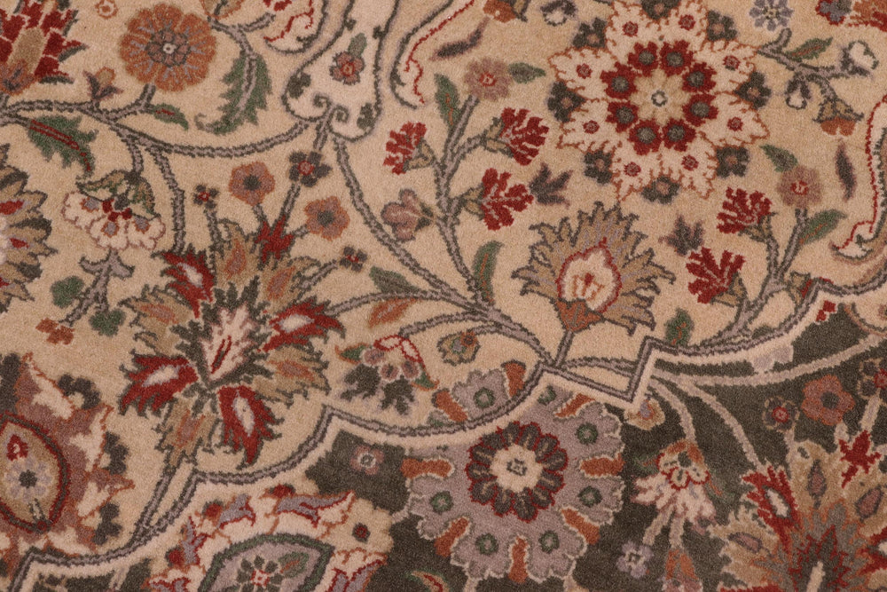 handmade Traditional Tabriz Green Lt. Tan Hand Knotted RECTANGLE 100% WOOL area rug 9x12
