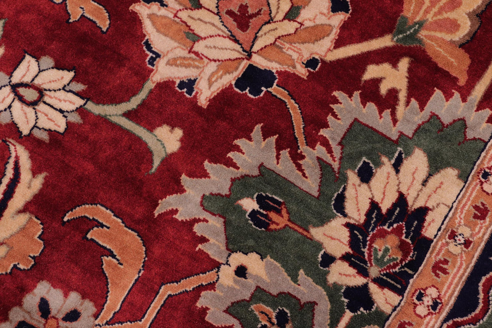 handmade Traditional Lahore Red Blue Hand Knotted RECTANGLE 100% WOOL area rug 9x12