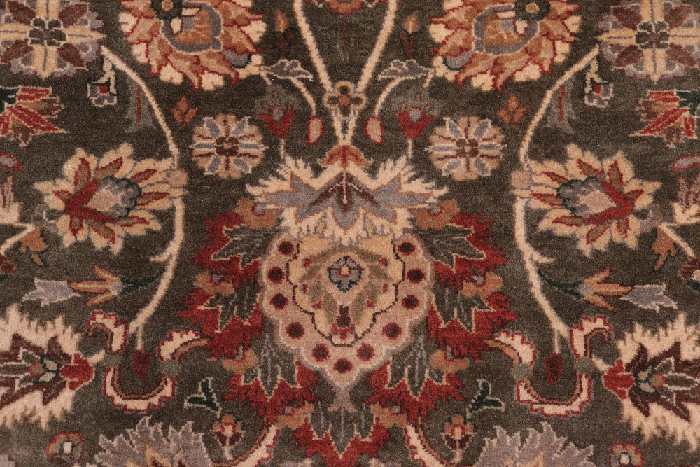 handmade Traditional Mehal Green Tan Hand Knotted RECTANGLE 100% WOOL area rug 9x12