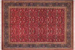 handmade Transitional  Red Teal Hand Knotted RECTANGLE 100% WOOL area rug 9x12