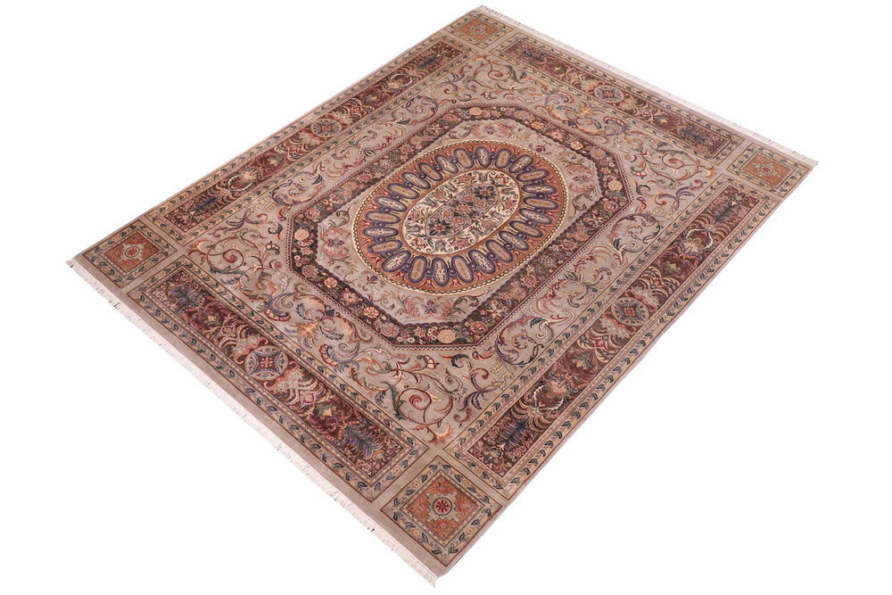 handmade Traditional Persian Lt. Gray Brown Hand Knotted RECTANGLE 100% WOOL area rug 9x12