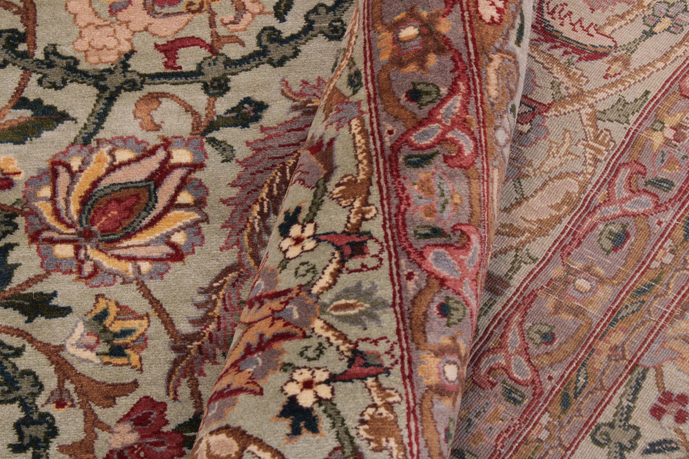 handmade Transitional Kashan Lt. Green Lt. Green Hand Knotted RECTANGLE 100% WOOL area rug 9x12