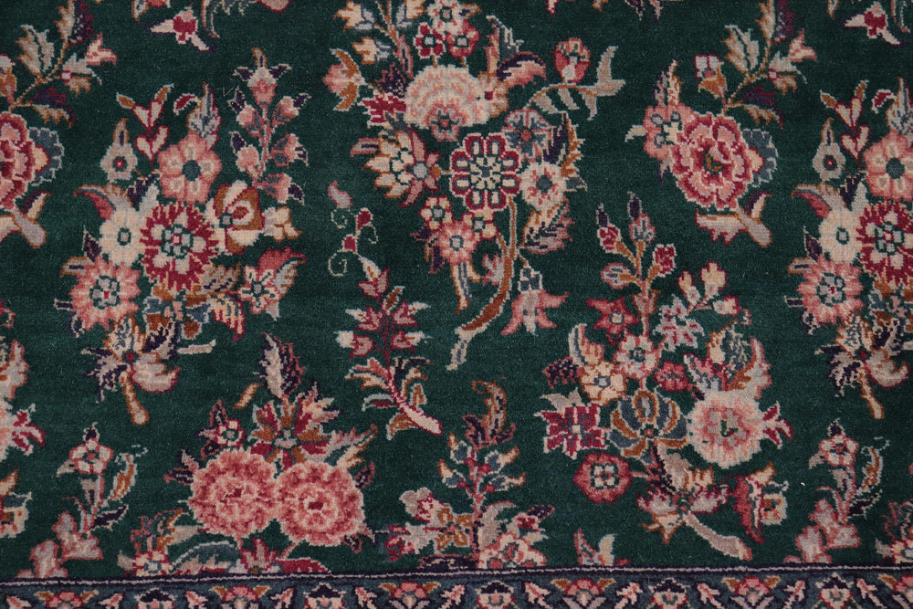 handmade Transitional Sarook Green Green Hand Knotted RECTANGLE 100% WOOL area rug 9x12