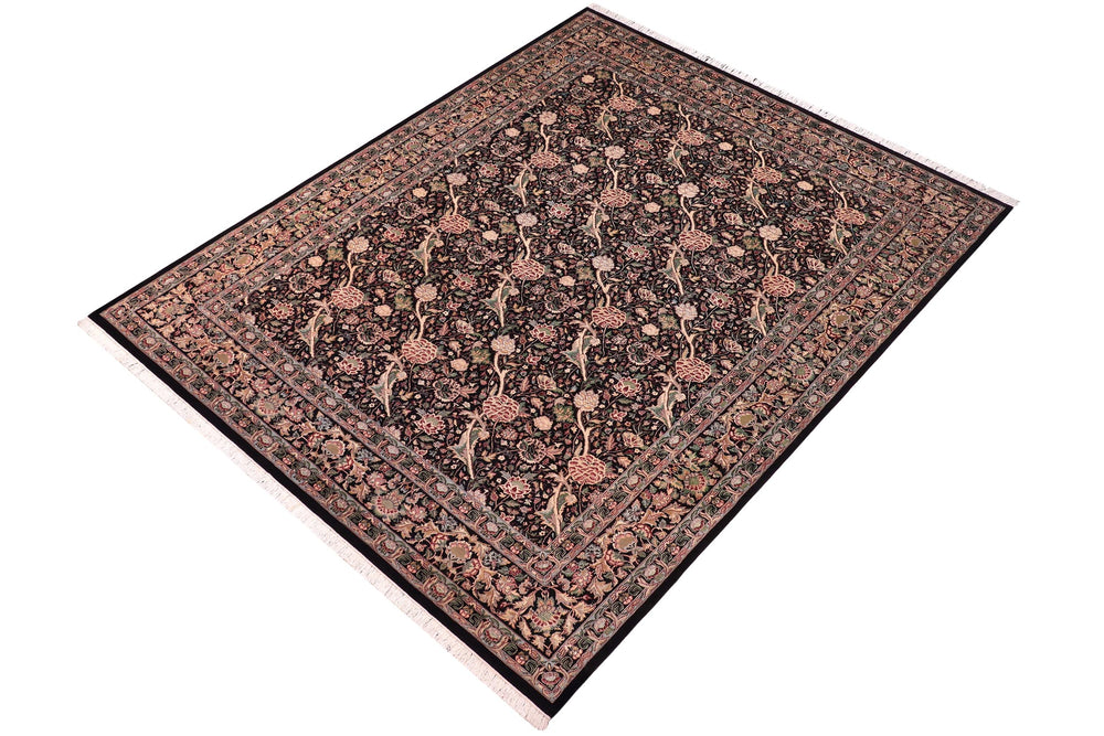handmade Transitional Morris Black Black Hand Knotted RECTANGLE 100% WOOL area rug 9x12