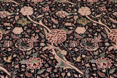 handmade Transitional Morris Black Black Hand Knotted RECTANGLE 100% WOOL area rug 9x12