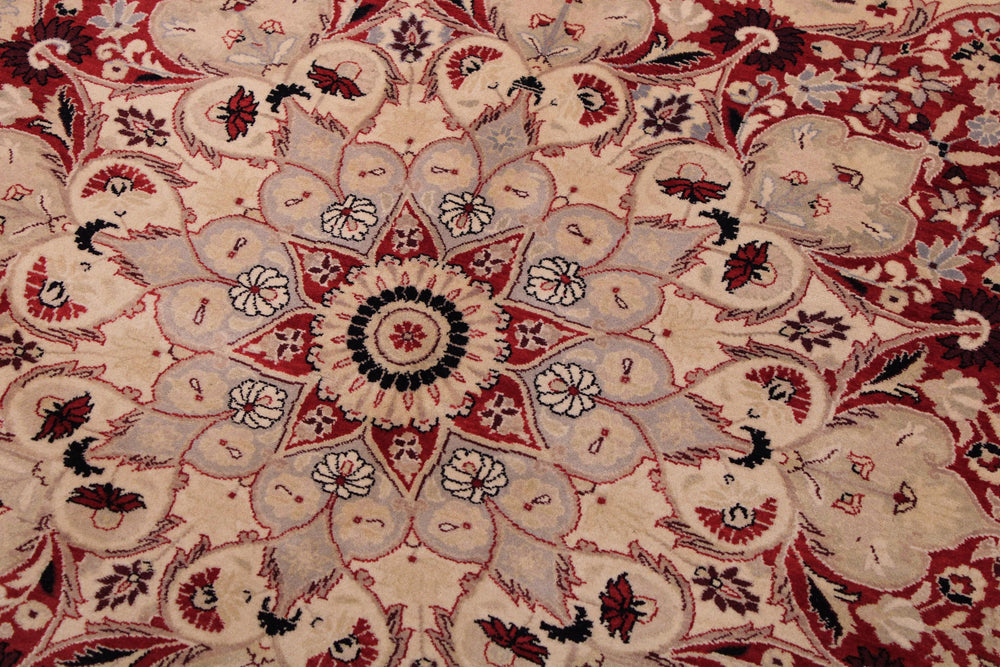 handmade Traditional Kirman Beige Red Hand Knotted RECTANGLE 100% WOOL area rug 9x12