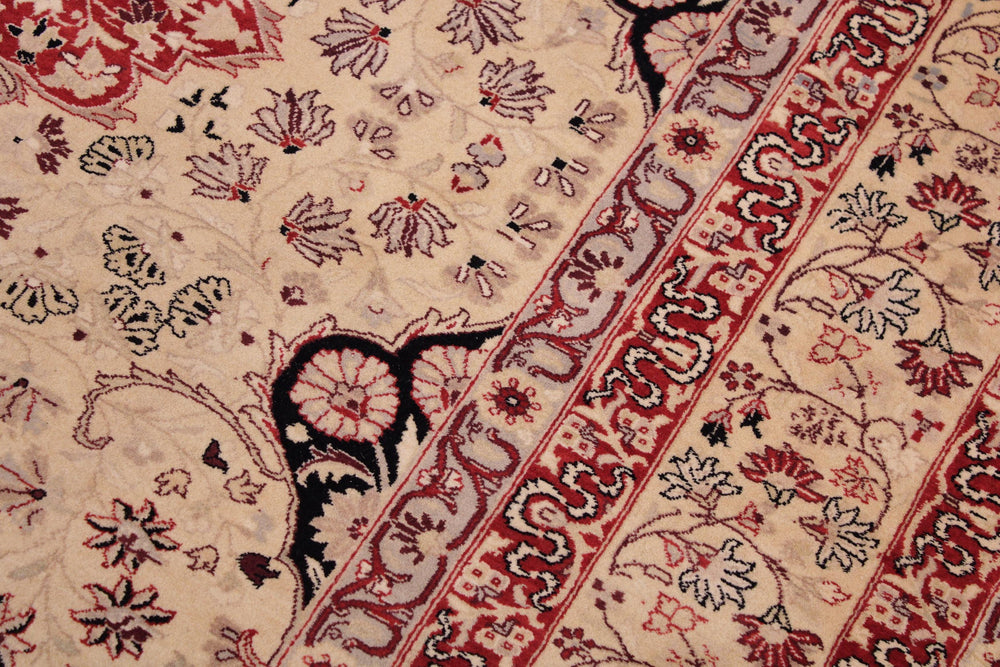 handmade Traditional Kirman Beige Red Hand Knotted RECTANGLE 100% WOOL area rug 9x12