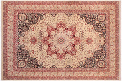 handmade Traditional Kirman Beige Red Hand Knotted RECTANGLE 100% WOOL area rug 9x12