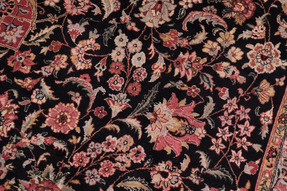 handmade Traditional Kashan Black Red Hand Knotted RECTANGLE 100% WOOL area rug 9x12