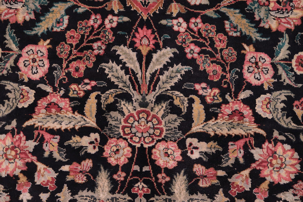 handmade Traditional Kashan Black Red Hand Knotted RECTANGLE 100% WOOL area rug 9x12