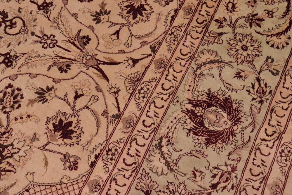 handmade Traditional Agra #2 Gold Lt. Green Hand Knotted RECTANGLE 100% WOOL area rug 9x12