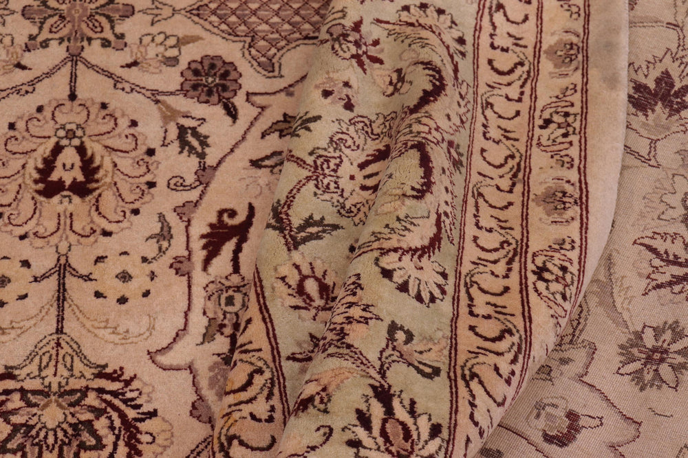 handmade Traditional Agra #2 Gold Lt. Green Hand Knotted RECTANGLE 100% WOOL area rug 9x12