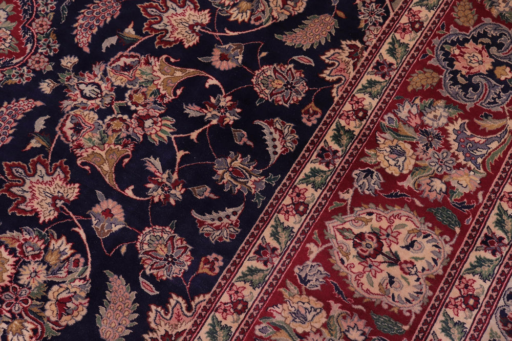 handmade Traditional Tabriz Blue Ivory Hand Knotted RECTANGLE 100% WOOL area rug 9x12