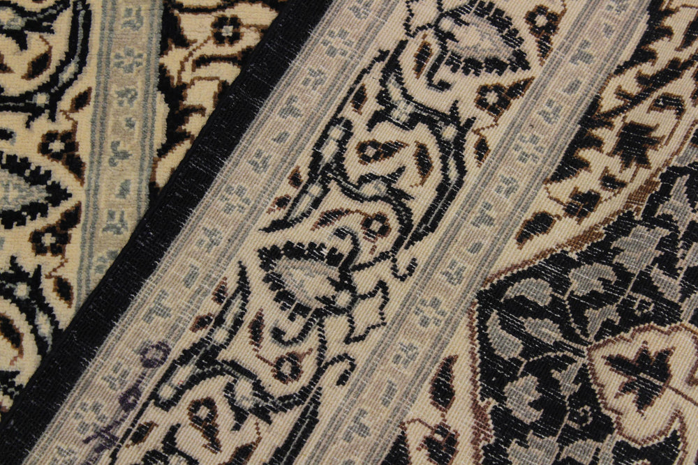 handmade Transitional Design Black Ivory Hand Knotted RUNNER 100% WOOL area rug 3' x 13'