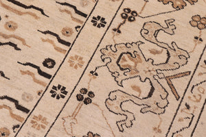 handmade Transitional Kafkaz Lt. Tan Lt. Tan Hand Knotted RECTANGLE 100% WOOL area rug 9' x 15'