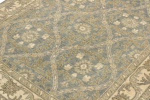 handmade Transitional Kafkaz Lt. Blue Ivory Hand Knotted RECTANGLE 100% WOOL area rug 4' x 6'