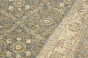 handmade Transitional Kafkaz Lt. Blue Ivory Hand Knotted RECTANGLE 100% WOOL area rug 4' x 6'