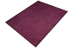 handmade Over Dyed Over Dyed Purple Purple Hand Knotted RECTANGLE 100% WOOL area rug 10' x 14'