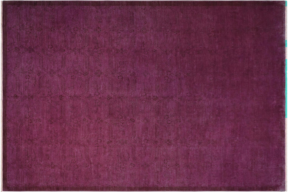 handmade Over Dyed Over Dyed Purple Purple Hand Knotted RECTANGLE 100% WOOL area rug 10' x 14'