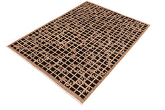 handmade Modern Kafkaz Black Tan Hand Knotted RECTANGLE 100% WOOL area rug 8' x 10'