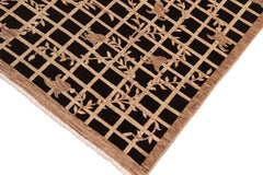 handmade Modern Kafkaz Black Tan Hand Knotted RECTANGLE 100% WOOL area rug 8' x 10'