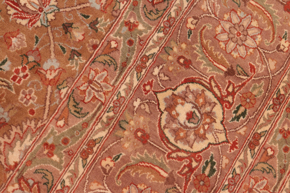 handmade Transitional Lahore Brown Green Hand Knotted RECTANGLE 100% WOOL area rug 8x11
