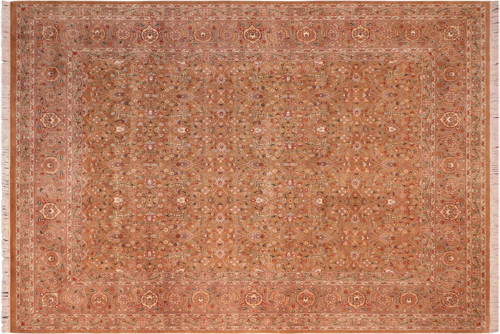 handmade Transitional Lahore Brown Green Hand Knotted RECTANGLE 100% WOOL area rug 8x11