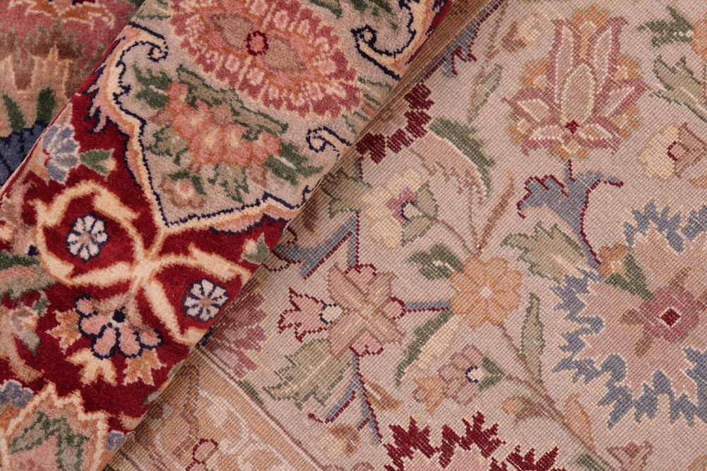 handmade Transitional Lahore Taupe Red Hand Knotted RECTANGLE 100% WOOL area rug 8x11