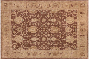 handmade Transitional Kafkaz Brown Tan Hand Knotted RECTANGLE 100% WOOL area rug 8' x 10'