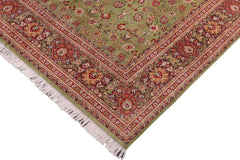 handmade Transitional  Green Aubergine Hand Knotted RECTANGLE 100% WOOL area rug 8x10