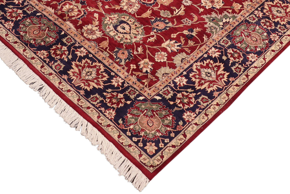 handmade Traditional Lahore Red Blue Hand Knotted RECTANGLE 100% WOOL area rug 8x10
