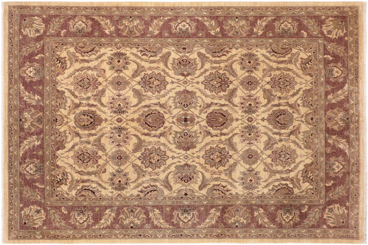 handmade Transitional Kafkaz Beige Brown Hand Knotted RECTANGLE 100% WOOL area rug 8' x 10'