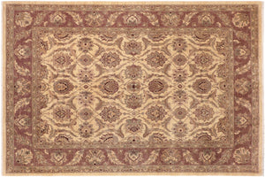 handmade Transitional Kafkaz Beige Brown Hand Knotted RECTANGLE 100% WOOL area rug 8' x 10'