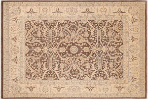 handmade Transitional Kafkaz Brown Beige Hand Knotted RECTANGLE 100% WOOL area rug 8' x 10'