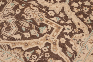 handmade Transitional Kafkaz Brown Beige Hand Knotted RECTANGLE 100% WOOL area rug 8' x 10'
