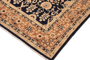 handmade Transitional Kafkaz Blue Brown Hand Knotted RECTANGLE 100% WOOL area rug 8' x 10'