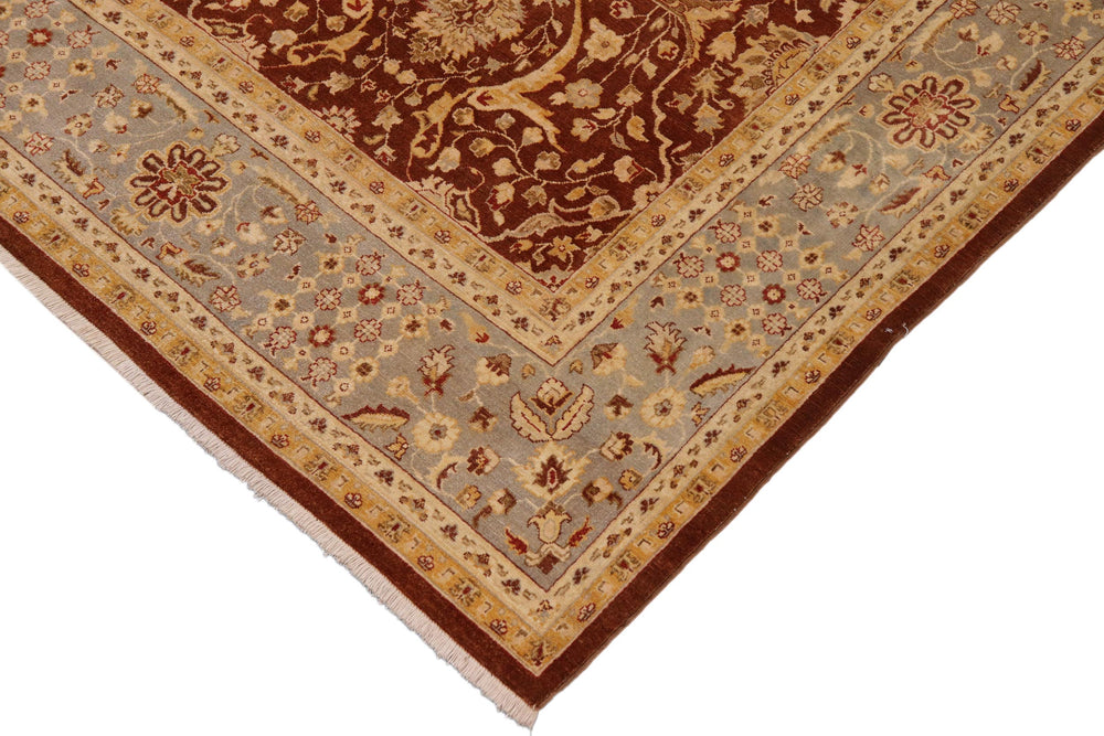handmade Transitional Kafkaz Brown Gray Hand Knotted RECTANGLE 100% WOOL area rug 9x12