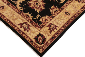 handmade Traditional Kafkaz Black Gold Hand Knotted RECTANGLE 100% WOOL area rug 9x12